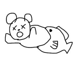 bear and salmon's happy life sticker #6889985