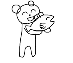 bear and salmon's happy life sticker #6889996