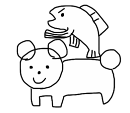 bear and salmon's happy life sticker #6890008