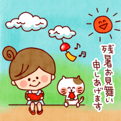 Summer Sticker-girl&animals-