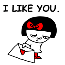 A girl with a red ribbon 2 'English' sticker #6896812