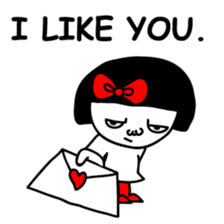 A girl with a red ribbon 2 'English' sticker #6896812