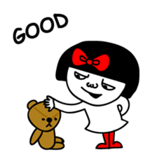 A girl with a red ribbon 2 'English' sticker #6896824