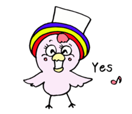 Pink bird"English&Japanese" sticker #6898392