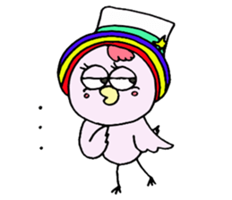 Pink bird"English&Japanese" sticker #6898396