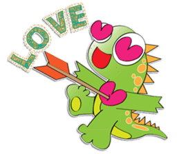 Cute green dinosaur sticker #6899352