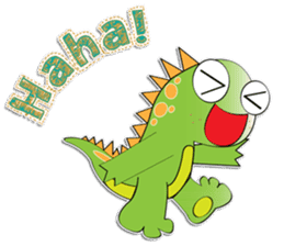 Cute green dinosaur sticker #6899360