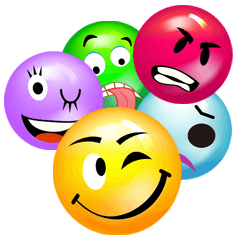 Colorful emotional faces.