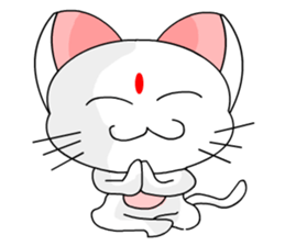 A cute and white cat-white sticker #6913392