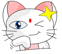 A cute and white cat-white sticker #6913403