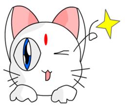 A cute and white cat-white sticker #6913407