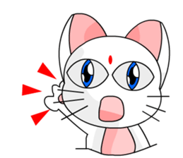 A cute and white cat-white sticker #6913410