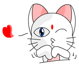 A cute and white cat-white sticker #6913411
