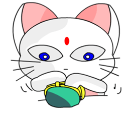 A cute and white cat-white sticker #6913414