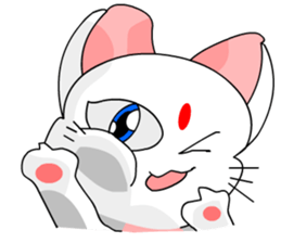 A cute and white cat-white sticker #6913415
