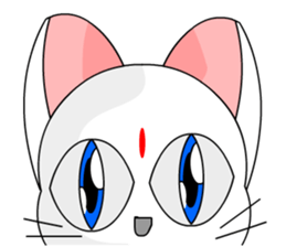 A cute and white cat-white sticker #6913419
