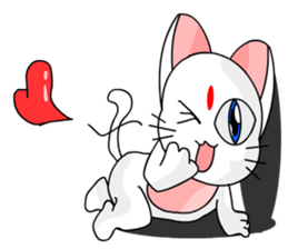 A cute and white cat-white sticker #6913422