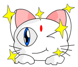 A cute and white cat-white sticker #6913423