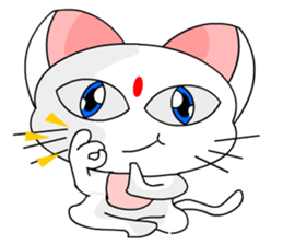 A cute and white cat-white sticker #6913425