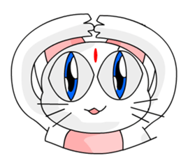 A cute and white cat-white sticker #6913429