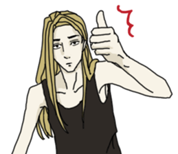 Rong hair boys sticker #6925252