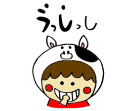 Boy wearing a costume and GAG sticker #6932337