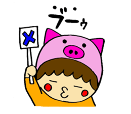 Boy wearing a costume and GAG sticker #6932349