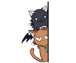 Tsundere cat and devil cat sticker #6934280
