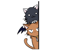 Tsundere cat and devil cat sticker #6934280