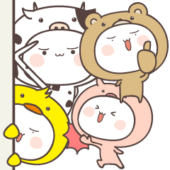 greeting conversation Chick cow pig bear