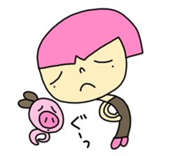 Hachiko and a pig of the name Kyuu sticker #6965125