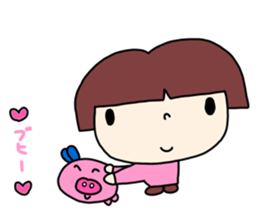 Hachiko and a pig of the name Kyuu sticker #6965128