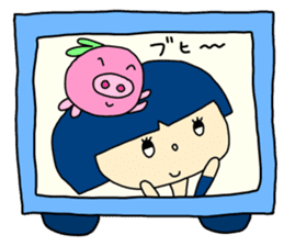 Hachiko and a pig of the name Kyuu sticker #6965154