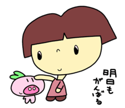 Hachiko and a pig of the name Kyuu sticker #6965158