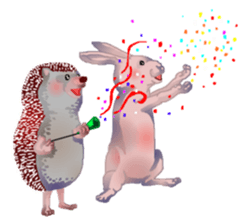Hedgehog & rabbit sticker #6981884