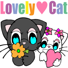 Lovely Cat 1 White cat and Black cat Eng