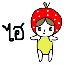 polkadot apple girl by ngingi sticker #7005920
