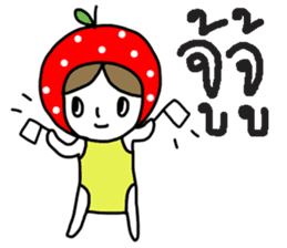 polkadot apple girl by ngingi sticker #7005940