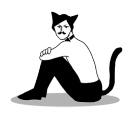 Mustache Cat man sticker #7014472