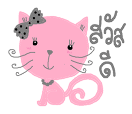 Sweet pink cat & rabbit sticker #7017168