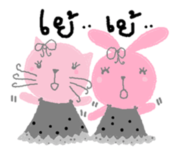 Sweet pink cat & rabbit sticker #7017190