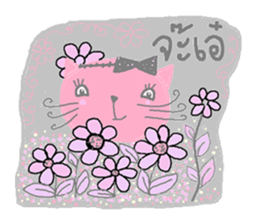 Sweet pink cat & rabbit sticker #7017195