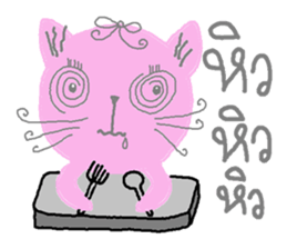 Sweet pink cat & rabbit sticker #7017196