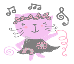 Sweet pink cat & rabbit sticker #7017200