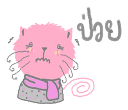 Sweet pink cat & rabbit sticker #7017202