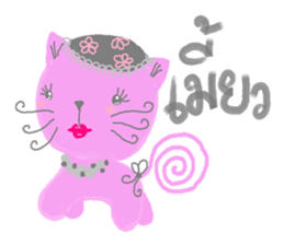Sweet pink cat & rabbit sticker #7017207