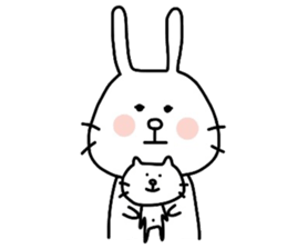 Rabbit and cat by azu sticker #7021916