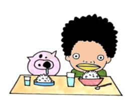 Daily boy and pigs silence sticker #7026849