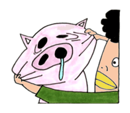 Daily boy and pigs silence sticker #7026852