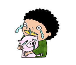 Daily boy and pigs silence sticker #7026869